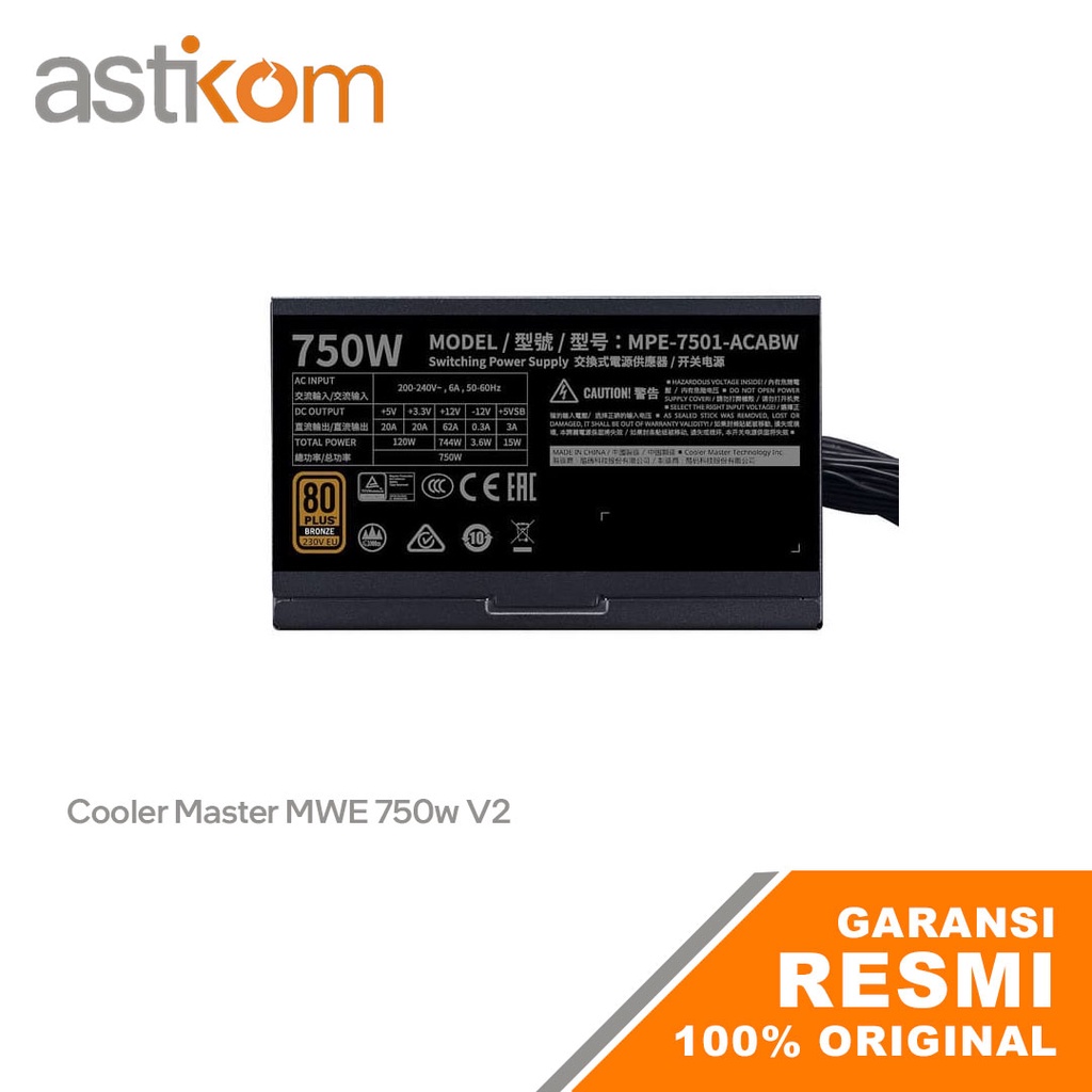 Power Supply Cooler Master MWE 750W Bronze V2 | By Astikom