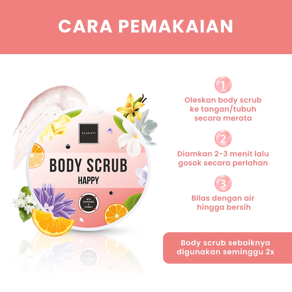 Rumah Cantik Scarlett Whitening Body Scrub Happy ORIGINAL BPOM MEDAN SKIN CARE