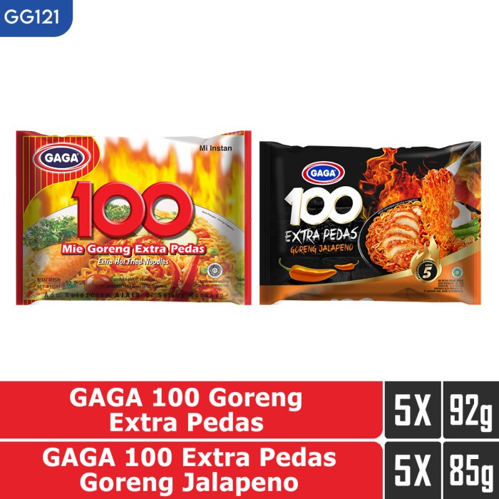 

PROMO GAGA 100 Goreng Extra Pedas 5Pcs GAGA 100 Goreng Jalapeno 5Pcs (GG121)