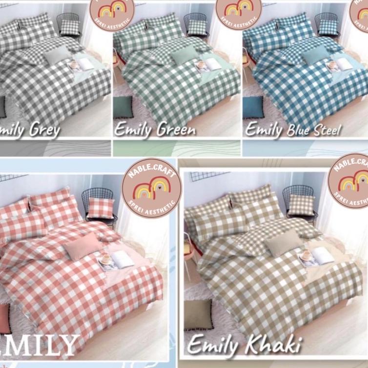 SPREI AESTHETIC 90x200x20 MOTIF GINGHAM GREEN,GINGHAM HITAM,GINGHAM BLUE, GINGHAM PEACH,GINGHAM ABU,