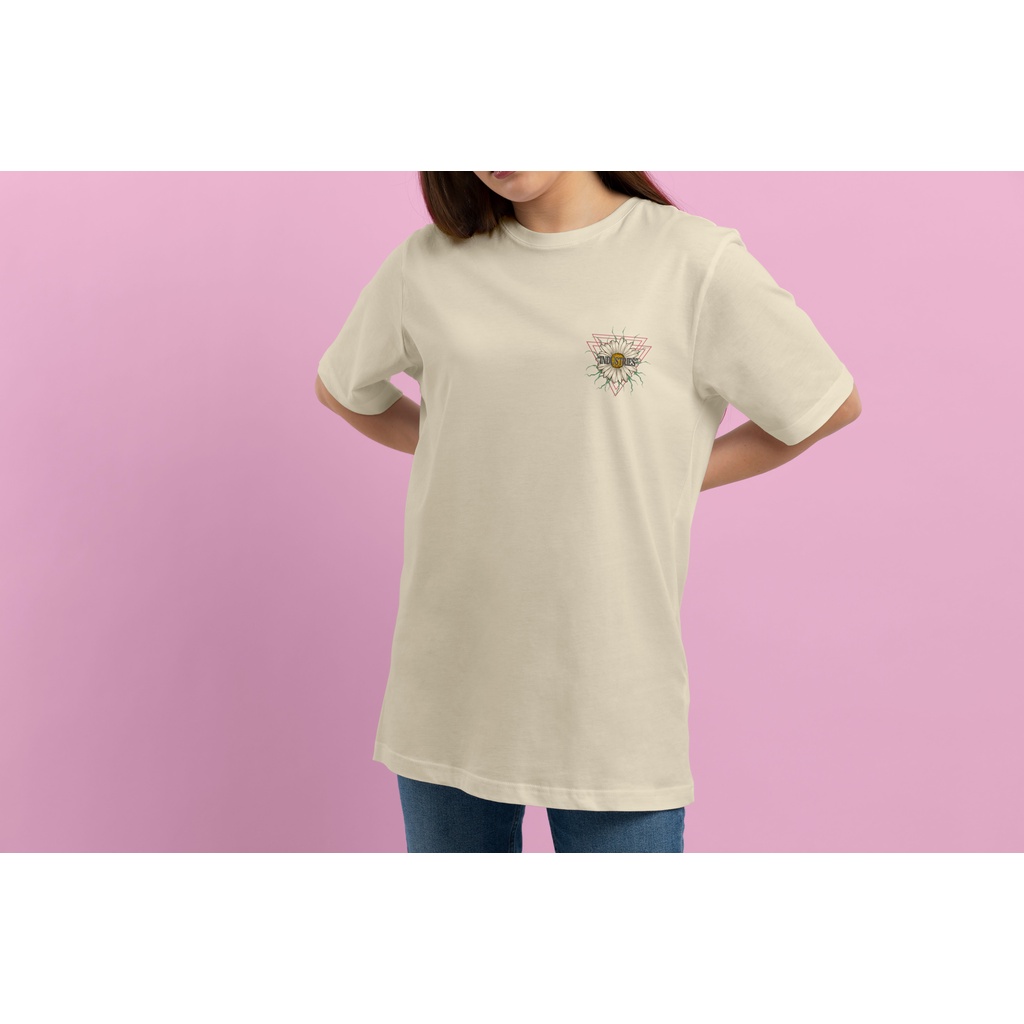 Kuul Industries - Oversize Tshirt Kaos Baju Triangle Sunflowers | Pria Wanita Cowok Cewek Laki Perempuan | Distro | Kaos Oblong | Tshirt Bunga Matahari SteetWear Cream | LIght Brown Cotton Katun Murah Keren