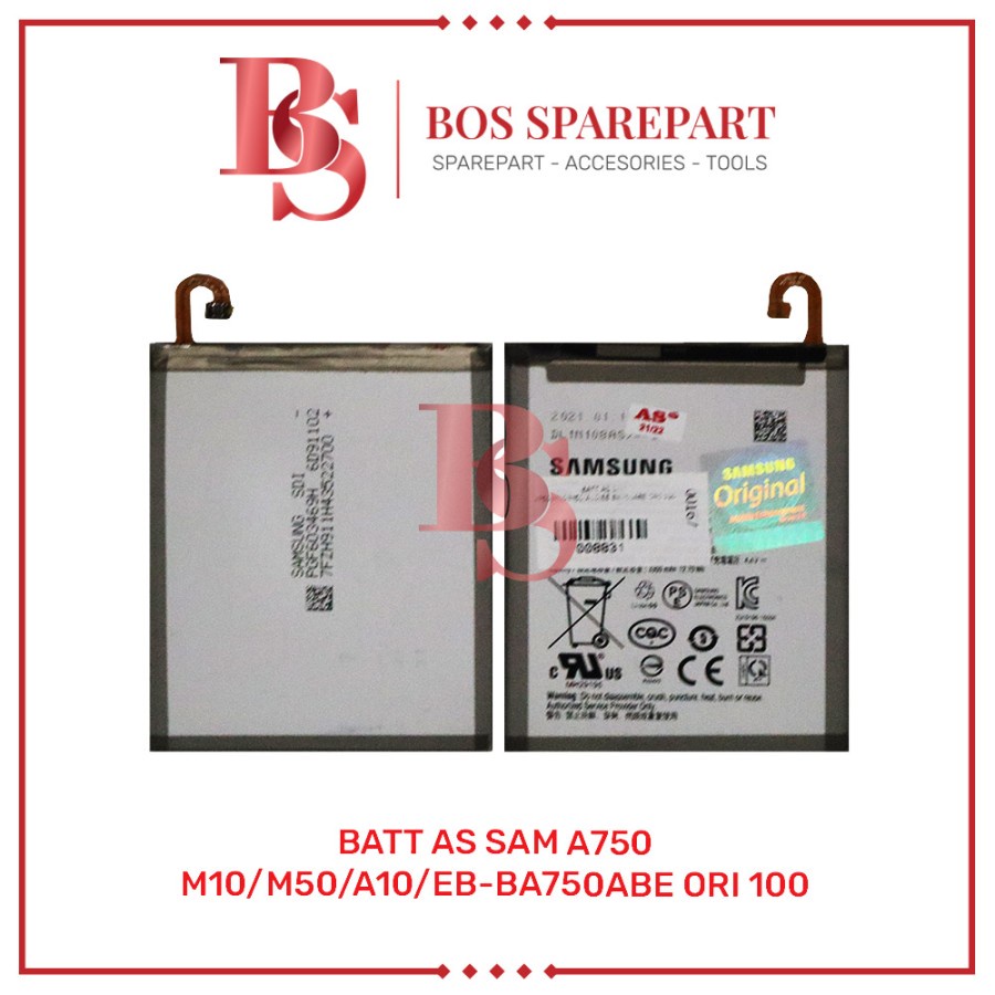 BATTERY AS SAMSUNG A750 / M10 / M50 / A10 / EB-BA750ABE ORI 100 / BATERAI / BATRE