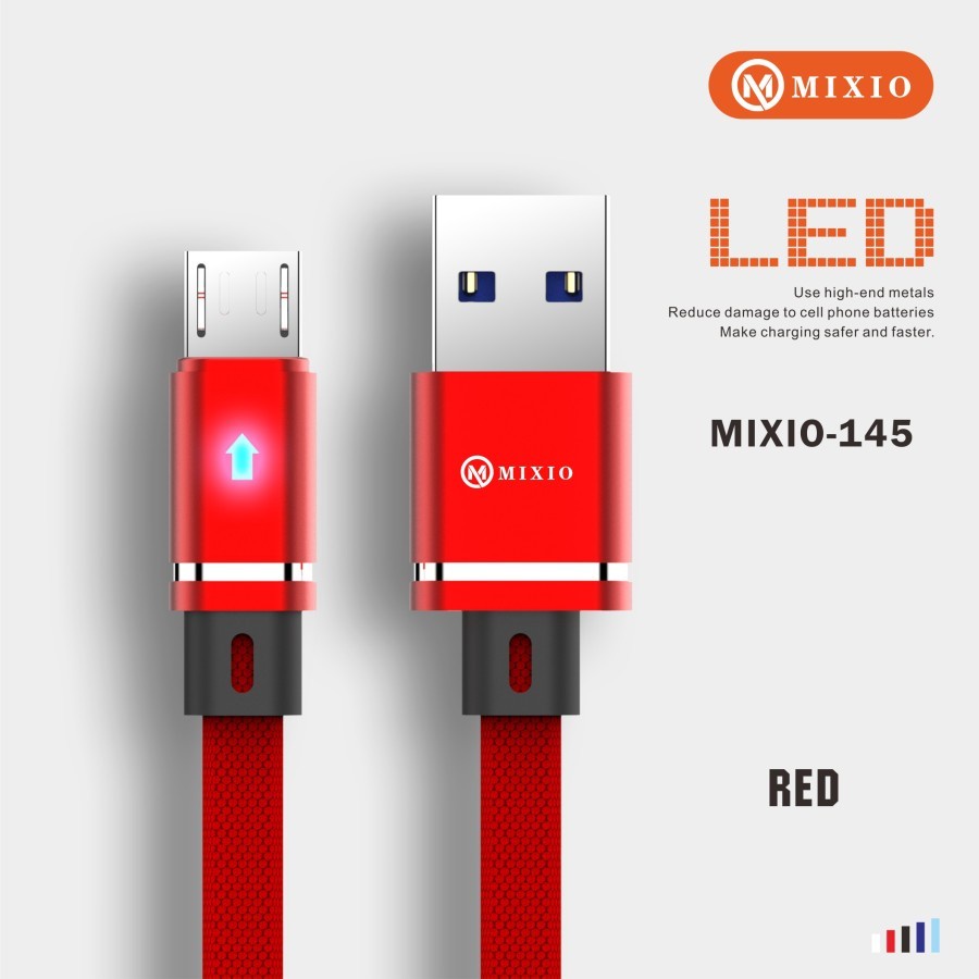 KABEL DATA MIXIO-145 Flat Lightning 3.1A Fast Charging LED INDIKATOR