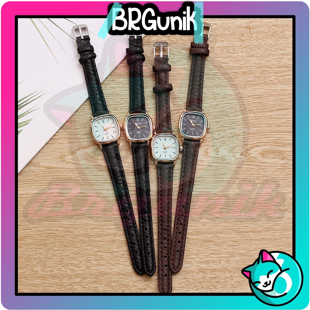 BRGUNIK Jam Tangan Wanita Kecil Gaya Retro Untuk Bisnis Tahan Air Jam Tangan Couple Ultra-tipis Analog JT050