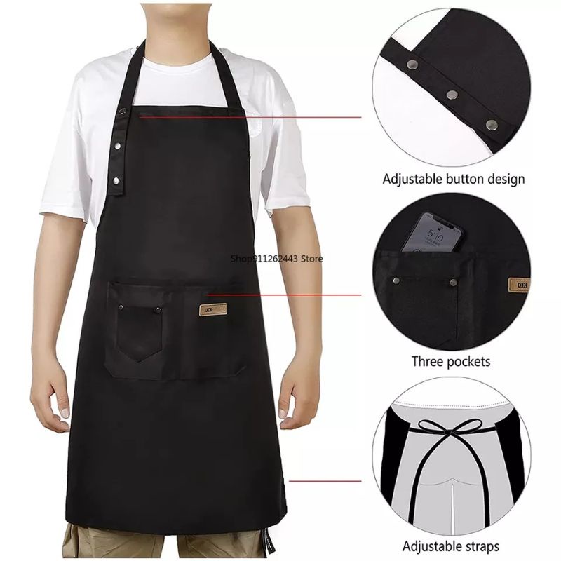 Apron Celemek Masak Dapur Pria Wanita Chef Pelayan Cafe Waiter Barista Celemek Allsize Original