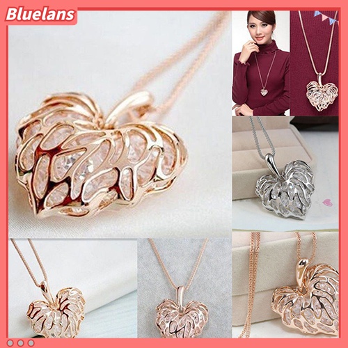 Kalung Rantai Panjang Model Hollow Bentuk Hati Untuk Wanita