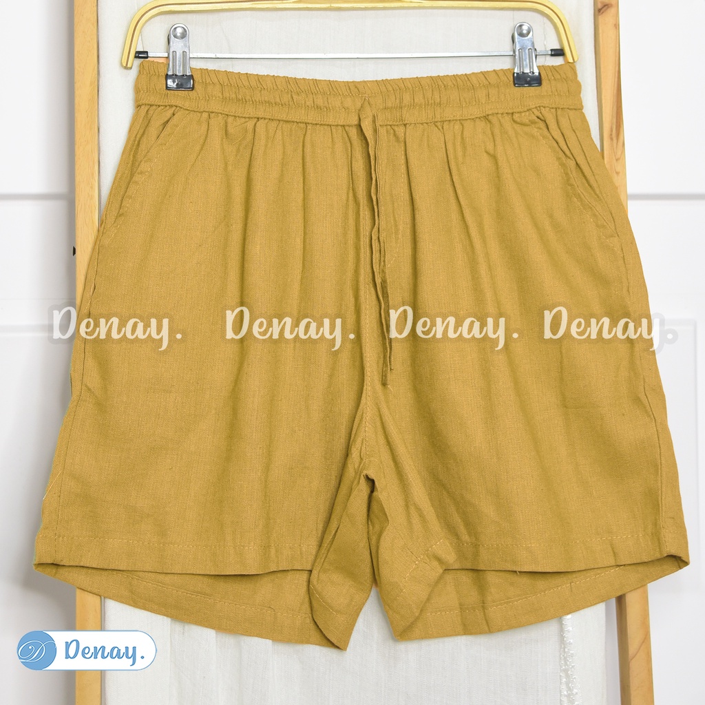 Tokodenay - Celana Pendek Wanita Mada Hotpants Linen Import Premium