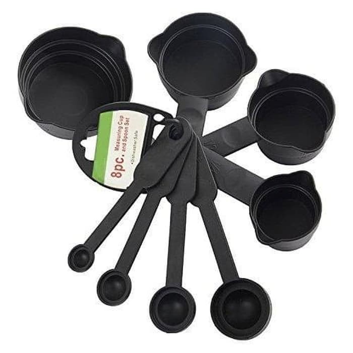 Sendok Takar 10 in 1 Akurasi Ukur Bumbu Dapur Gelas Takaran Measuring HITAM Set Pengukur Alat