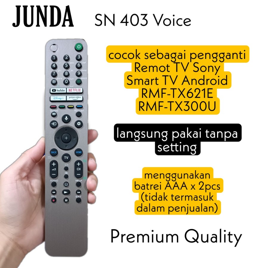 REMOTE PENGANTI TV LED SMART TV ANDROID SONY RMF TX621E VOICE SN 403