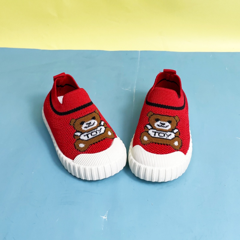 Sepatu anak-anak kecil 1-3 tahun kualitas baik anak-anak slip-on sepatu datar ringan lucu kartun hewan beruang sepatu