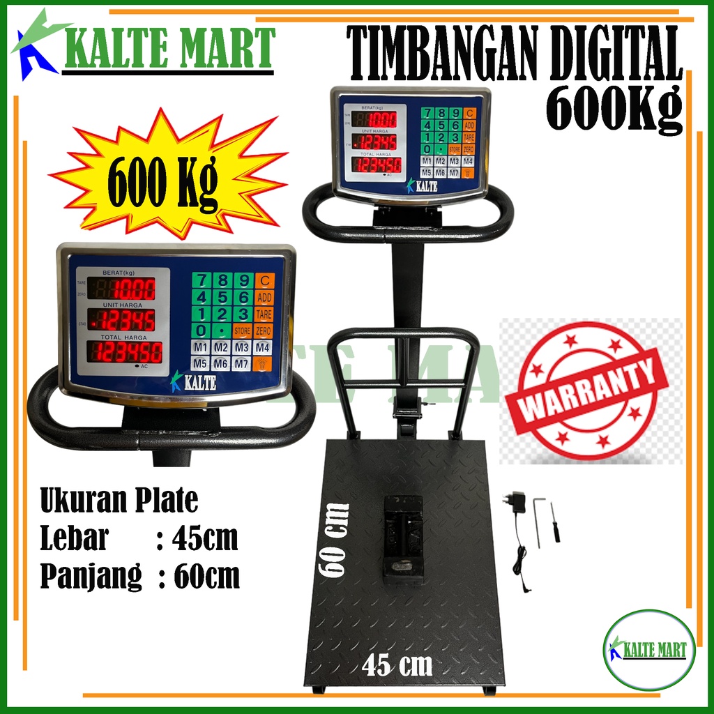 KALTE Timbangan Duduk Digital 600kg, Timbangan Barang 600kgkg Timbangan duduk, Timbangan Industri, Timbangan Besi, Kargo