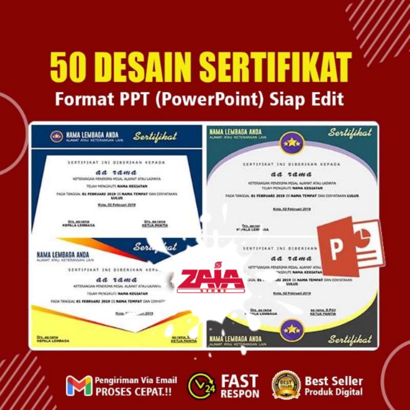 Template PPT Sertifikat Piagam Penghargaan | Desain Custom Sertifikat Toefl Itp