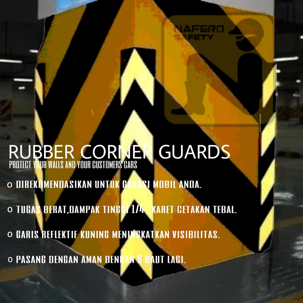 Rubber Corner Guard ATAU KARET Pelindung sudut (tembok) area parkir HITAM KUNING 78CM