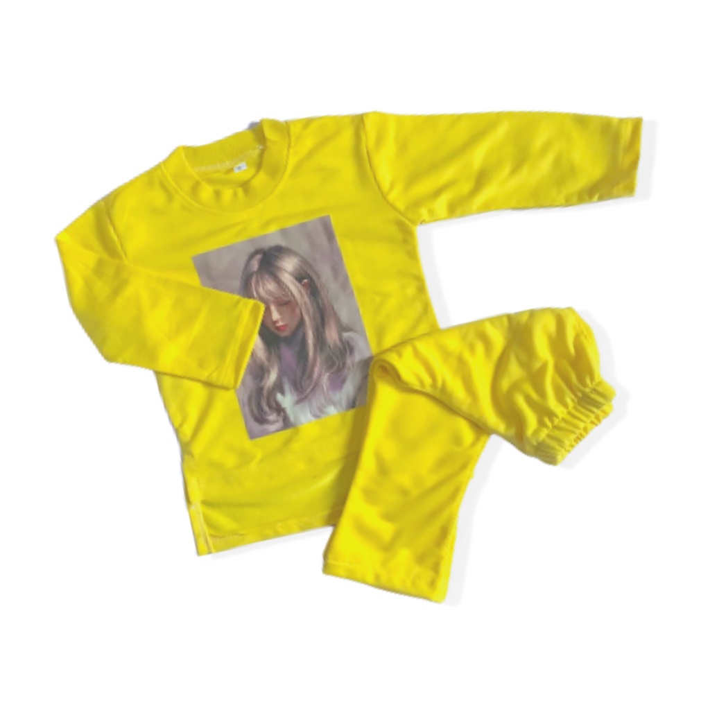 Setelan Tunik Anak Baby Terry Lengan 3/4 Anak Perempuan / Baju Setelan Anak - AMR198