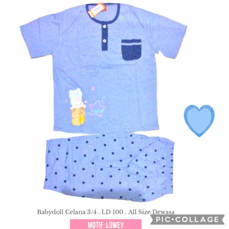 ASLI BABY DOLL AMRO & THEDA CELANA 3/4 pendek dewasa piyama baju tidur babydoll bebidol abg remaja s