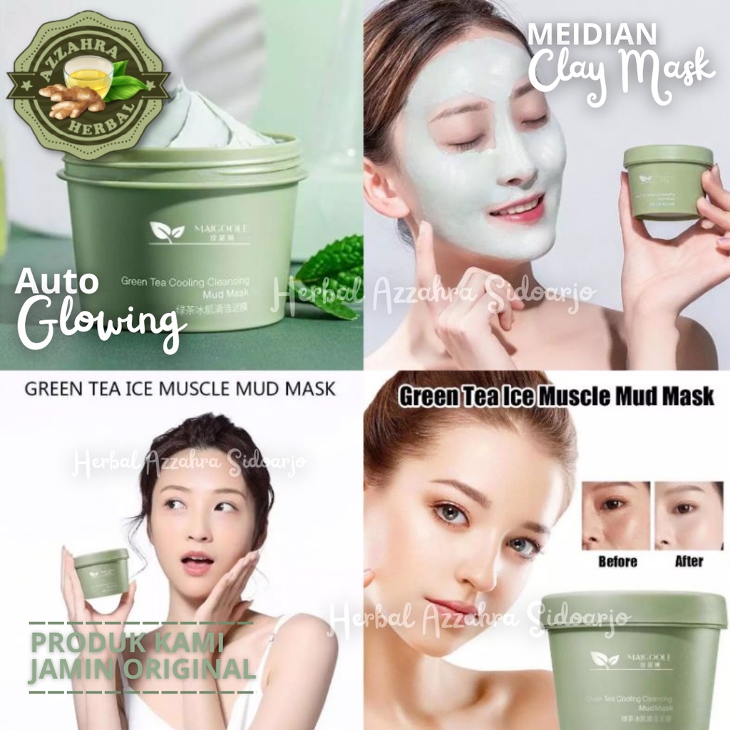 120gr Green Tea Clay Mask Masker Wajah Green Tea Pore Clean Clay Mask / Clay Mask Chorcoal / MAIGOOLE