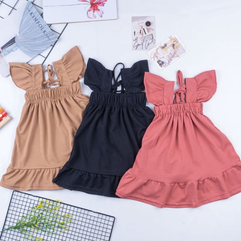 BAJU  PAKAIAN DRESS ANAK PEREMPUAN LUCU CEWEK MONTELO BAHAN CREPE USIA 1- 7 TAHUN PREMIUM IMPORT MURAH