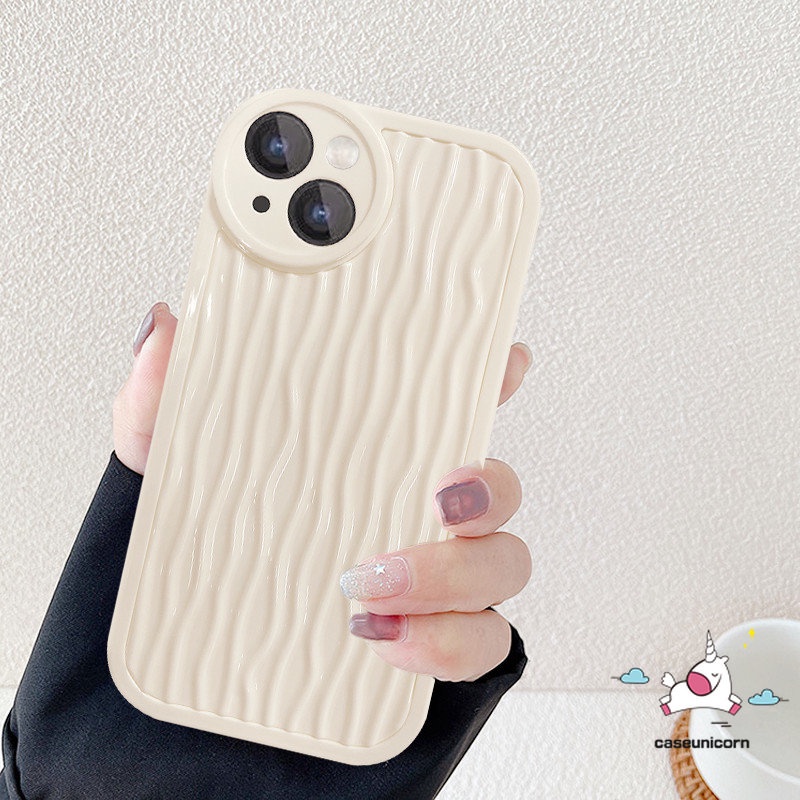Soft Case Motif Kartun Riak Air Putih Susu Dengan Gelang Untuk iPhone 11 12 13 14 Pro MAX XR 7 8 14 Plus 7plus X XS MAX SE 2020
