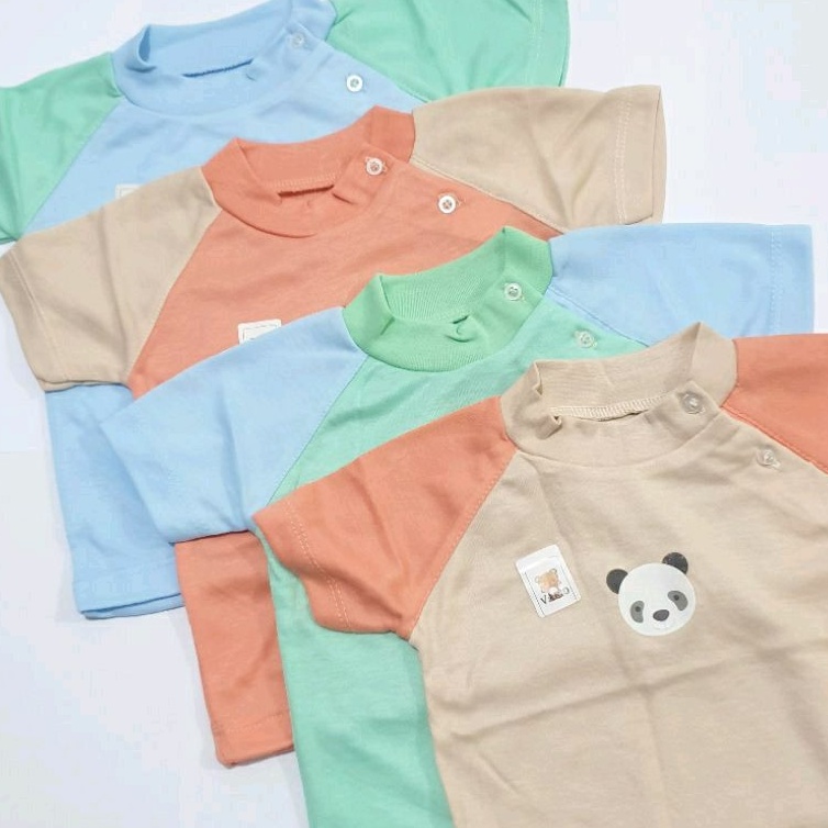 Baju Bayi Polos Sticker Lengan Pendek Bahan Kaos Lembut Halus / Kaos Bayi Kancing Pundak - 40104002