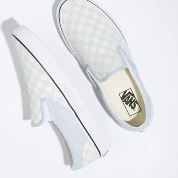 NEW206PUN Sepatu Slip On Catur Biru Putih Sepatu Pria Murah Dijamin Ori