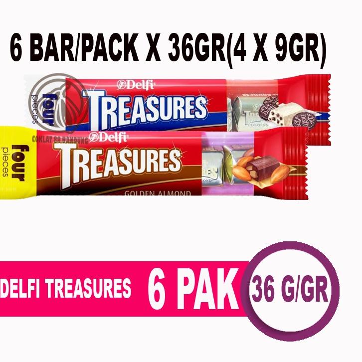 

DELFI TREASURES 36 GR ISI 6 BAR / 24 PCS X 9 GRAM, COKLAT DELFI TREASURE 216GR GOLDEN ALMOND COOKIES CREAM 6 BAR X 36GR