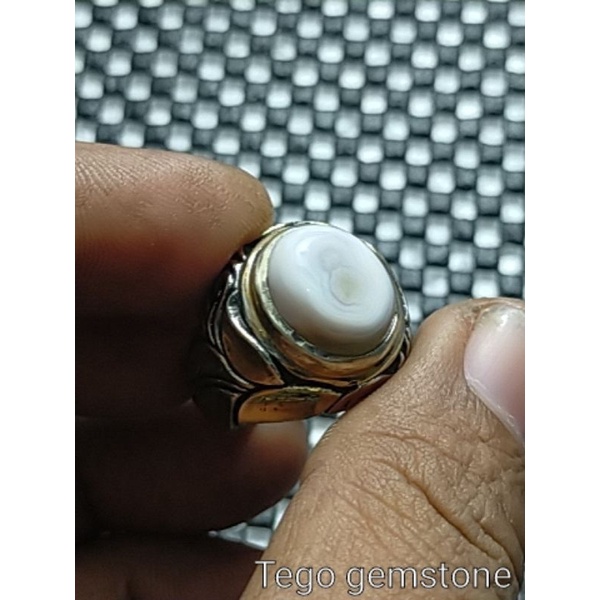 cincin batu akik permata natural ocean Jasper motif angka 8