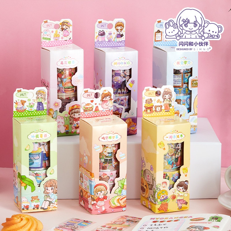 PAOPAO Stiker Roll 1 Set Anime dan Akichan Cute Aesthetic Bahan PET WaterProff / AntiAir