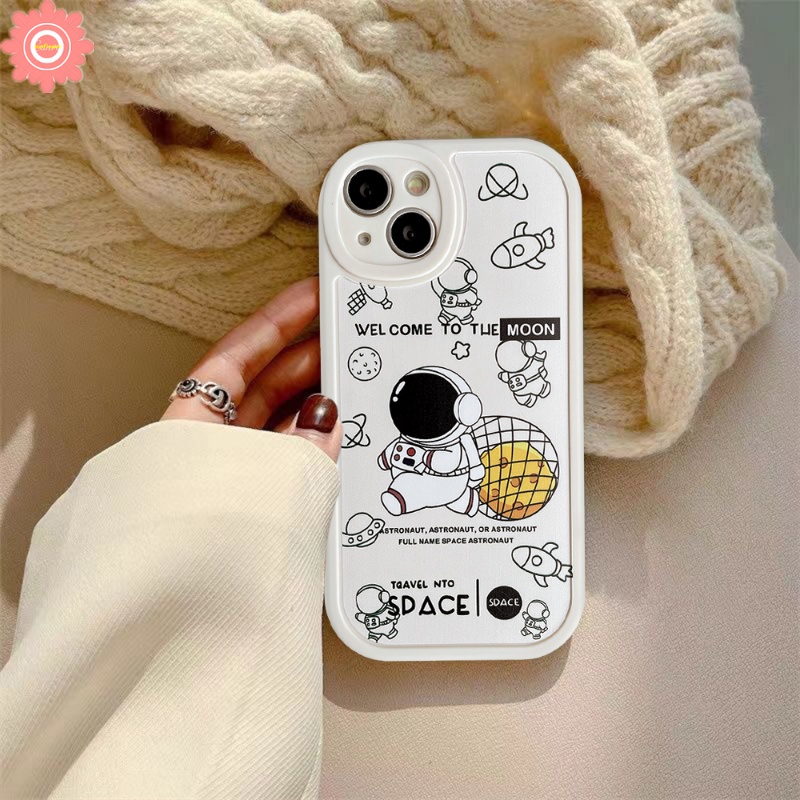 Casing Astronot Luar Angkasa NASA Merek Trendi Realme C53 C55 10 Pro Plus C31 C25s C21 C35 C12 C30 C15 GT C17 C21Y C25Y C2 C11 5i 7i 5 6i 5s 5 6s 6 C3 C20 C17 9i 8i 8 Kartun Sarung Soft Cover