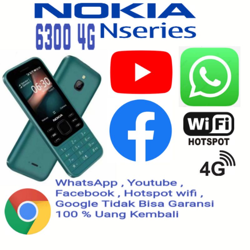 Jual Nokia 6300 4g bisa WhatsApp,youtube,fb&google chrome Shopee Indonesia