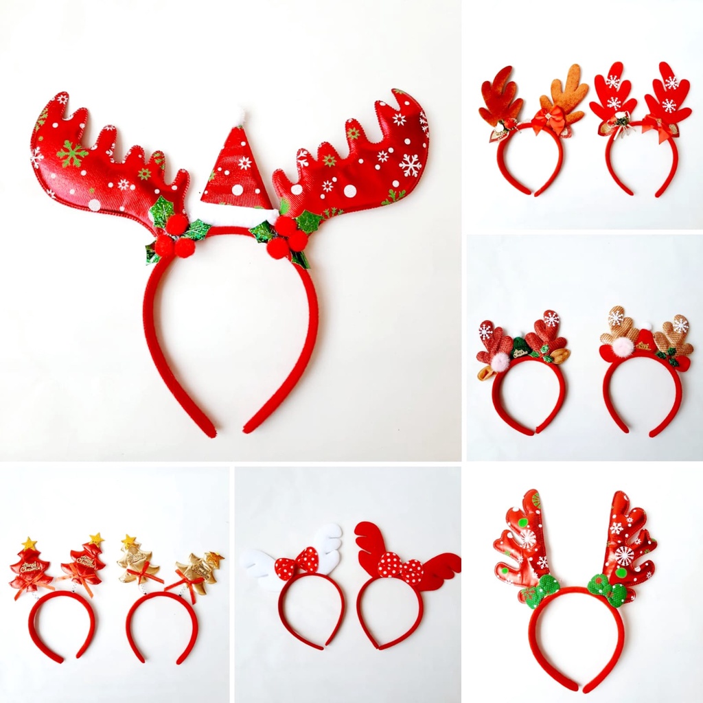 BANDO NATAL TANDUK RUSA KOSTUM SANTA COSPLAY SANTA MERAH TOPI NATAL MURAH GROSIR AKSESORIES NATAL