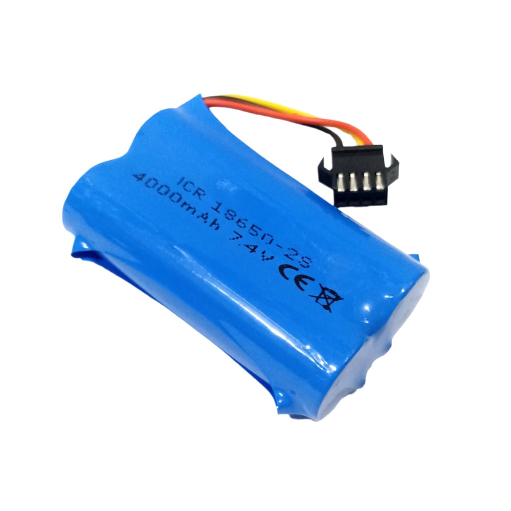 Baterai RC/ Mainan Anak/ Speaker &amp; Elektronik Lainnya 2X 18650 4000mAh 7.4V Protektor BMS 2S 4.5A SOKET HITAM 4 PIN