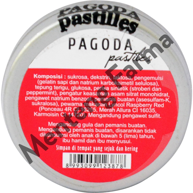 Pagoda Pastiles Rasa Stroberi 10 Gram - Permen Pelega Tenggorokan