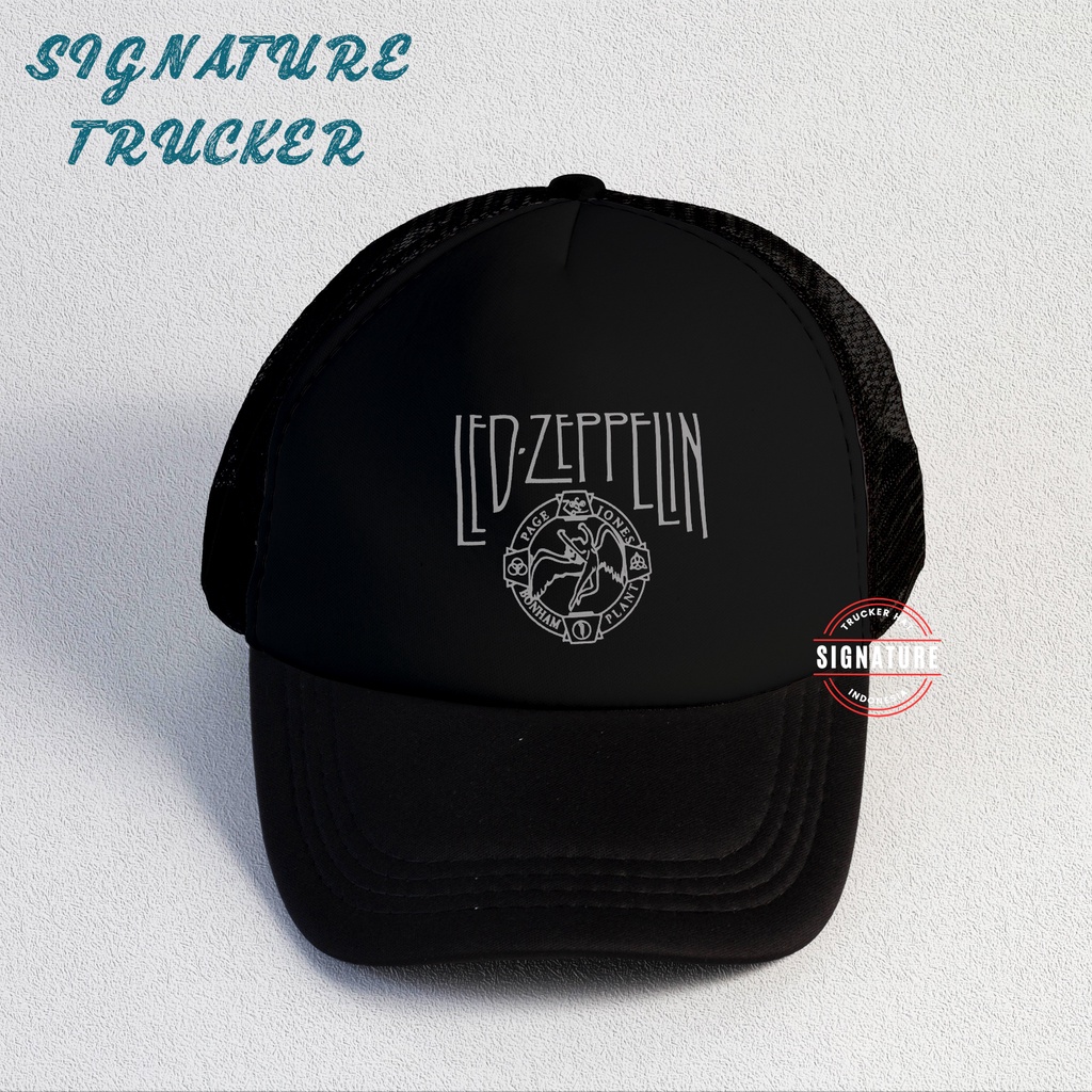 Led Zeppelin | Trucker Hat Best Seller | Topi Pria | Topi | Trucker | Topi Band | Baseball | Band | Topi Jaring | Topi Sablon | Head Studio