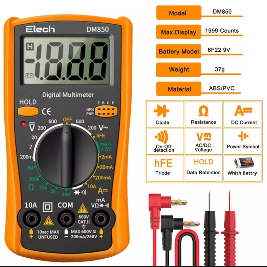 Digital Multimeter Voltage Tester - DM850 DM850 DigDital Multimeter Voltage Tester Portable Automatic AC/DC Voltage Tester with LCD Digital Multimeter Voltage Tester