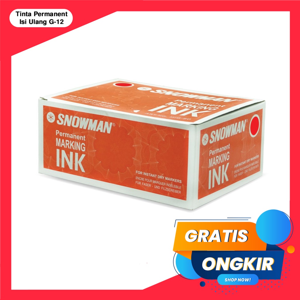 Tinta Permanent / Refill Ink Spidol Snowman Permanen Marking - Hitam