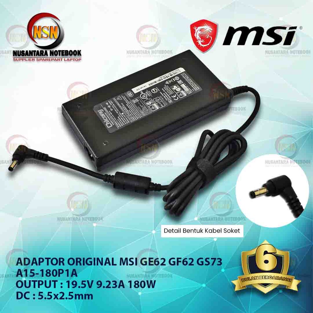 Adaptor Laptop Original MSI GE62 7RD A16-135P1B 19V 6.92A DC 5.5x2.5mm