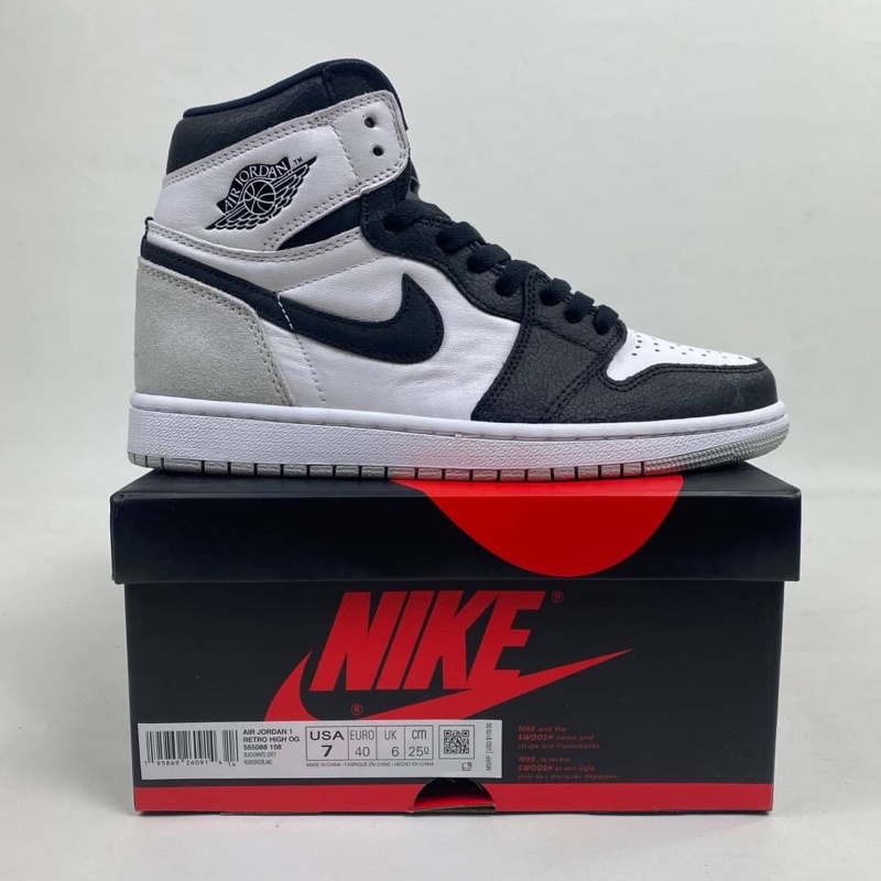 Nike Jordan 1 Retro High OG "Stage Haze"-White/Black/Grey Fog/Bleached Coral MATERIAL ORIGINAL 100% 
