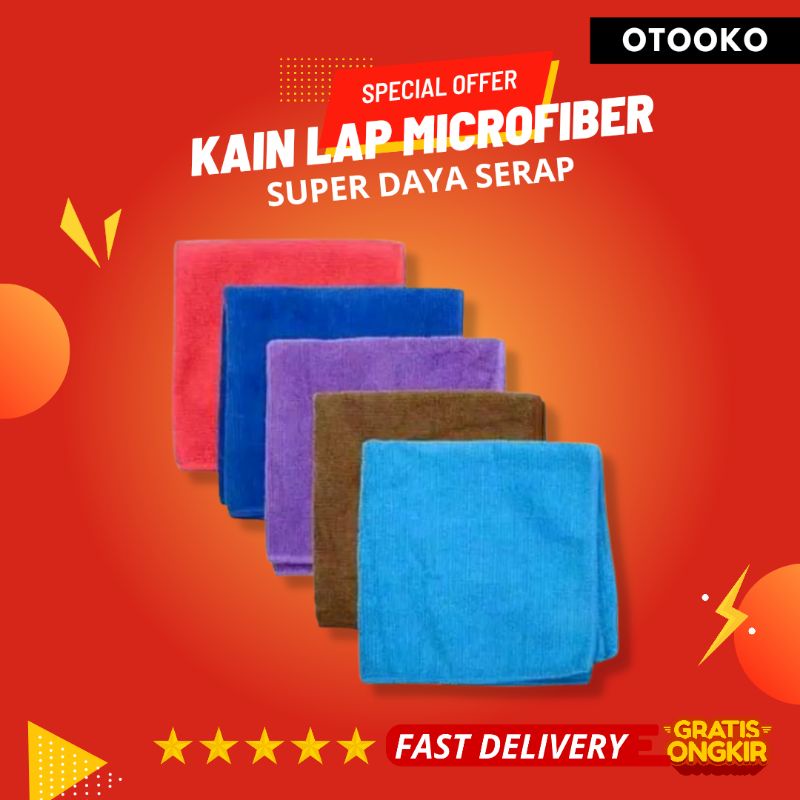 Kain Lap Microfiber Motor Mobil Kaca Lap Chamois Super Daya Serap Honaga 30x30 320GSM Murah