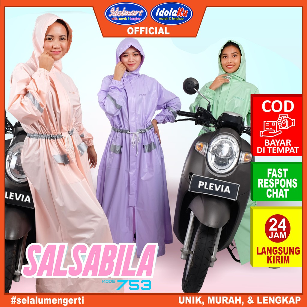 IDOLAKU Jas Hujan Plevia Gamis Salsabila 753 / Jas Hujan Gamis 753 / Jas hujan rok - Plevia semarang