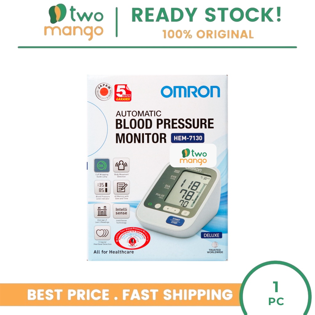OMRON AUTOMATIC BLOOD PRESSURE MONITOR HEM-7130-L - 1 PC
