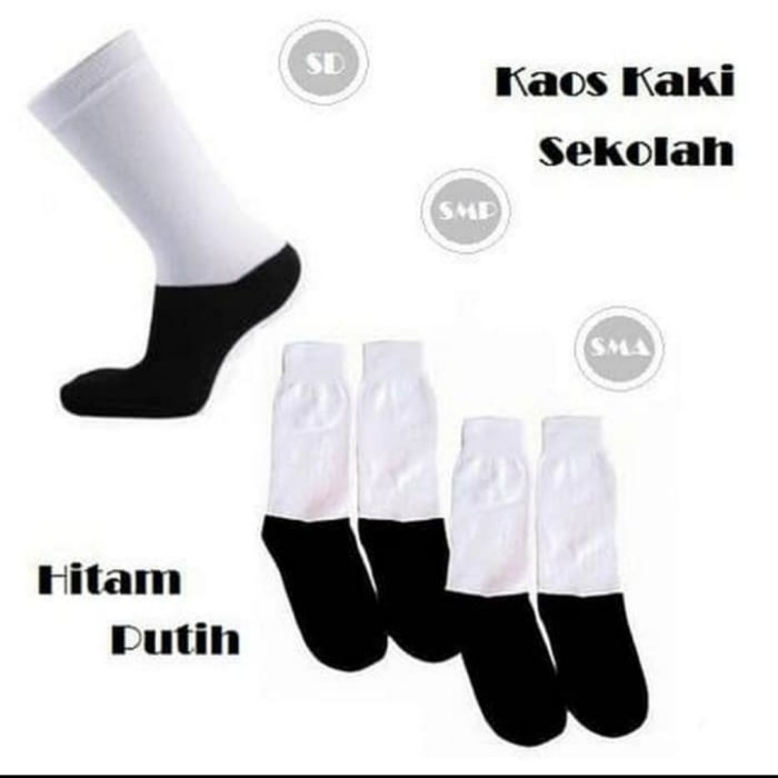 Kaos Kaki Sekolah SD SMP SMA Hitam Putih