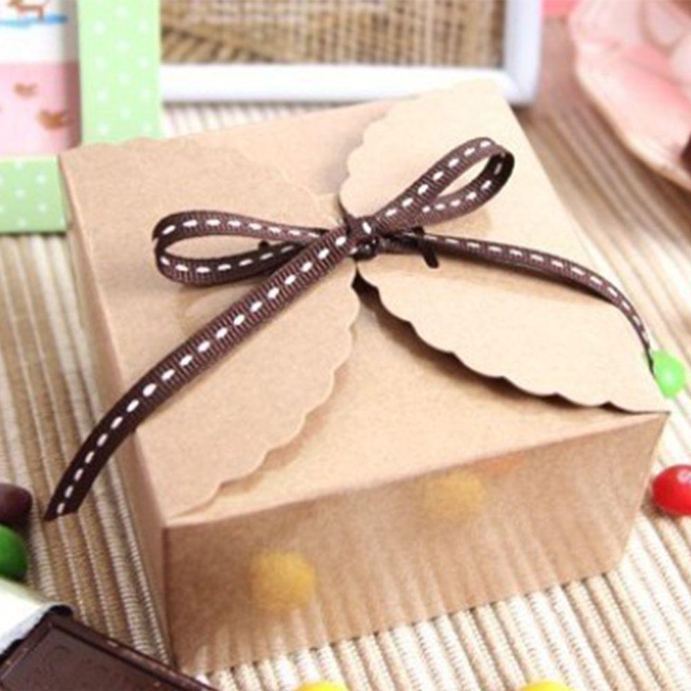 Lanfy 10Pcs Mini Favor Box Praktek 9 * 9 * 6 cm DIY Kertas Kraft Perlengkapan Pesta Bakery Cookie Favor Packaging