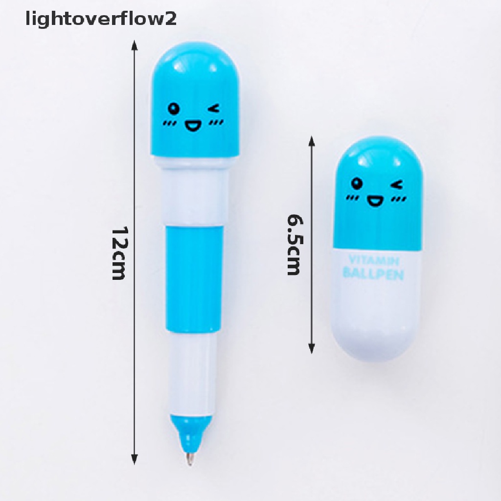 (lightoverflow2) 6pcs / Set Bolpen Teleskopik Bentuk Kapsul Motif Smiley Face Untuk Stationery