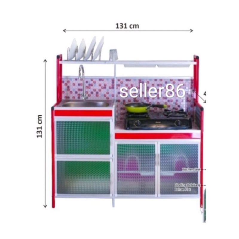 MEJA KOMPOR 3 PINTU RAK CUCI PIRING WASTAFEL BANDUNG