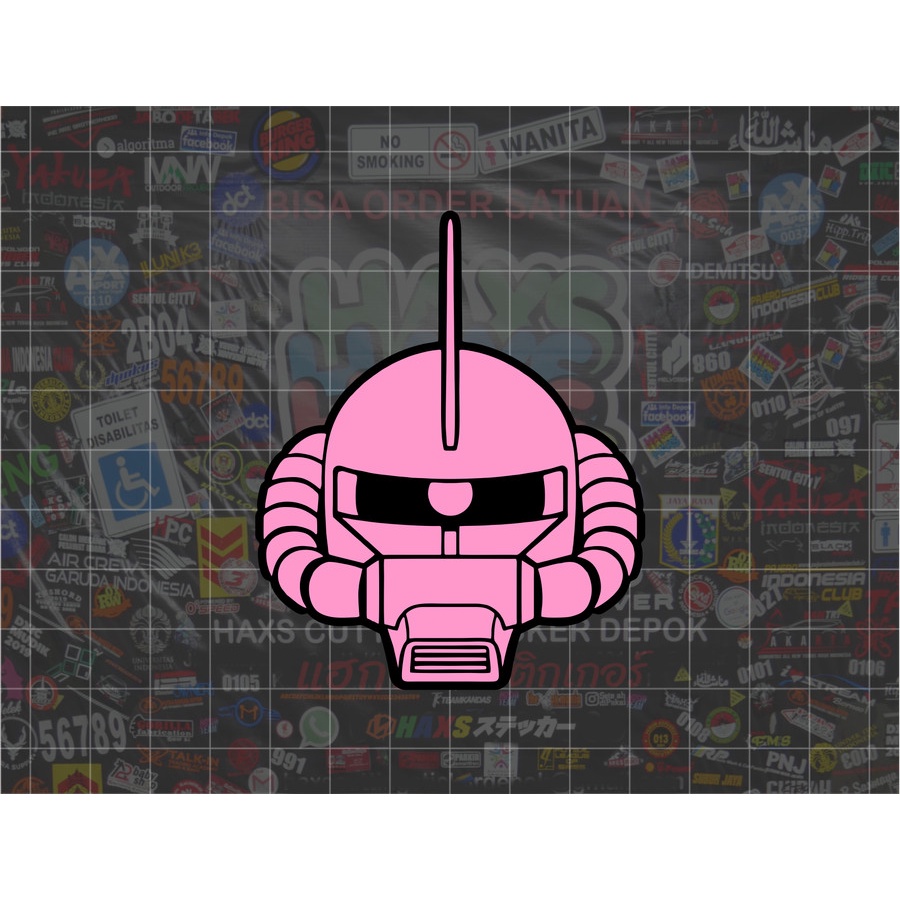 Cutting Sticker Gundam Zaku Ukuran 8 Cm Untuk Motor Mobil