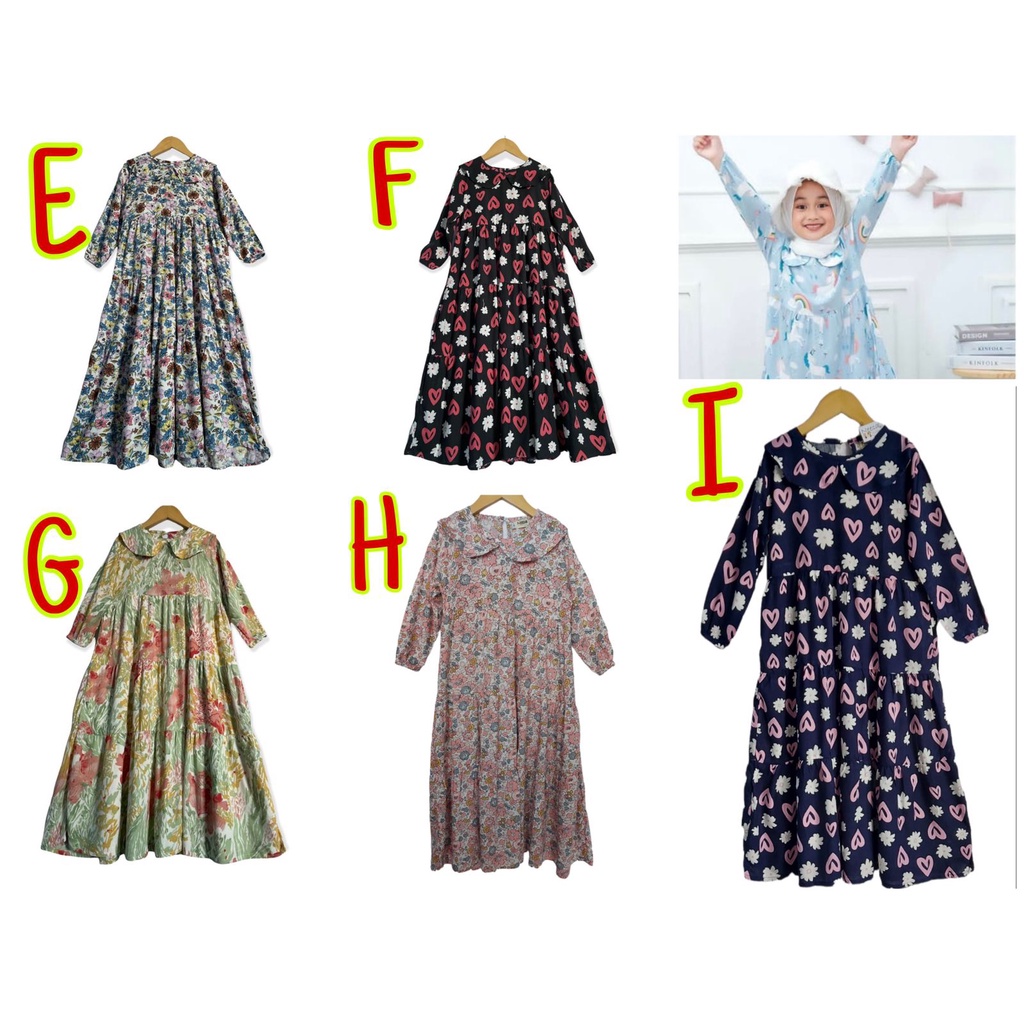 [Grosir] Gamis Naira 6-10 Gamis Anak Rayon Motif Neeca Kiddos Size 6,8,10 Tahun