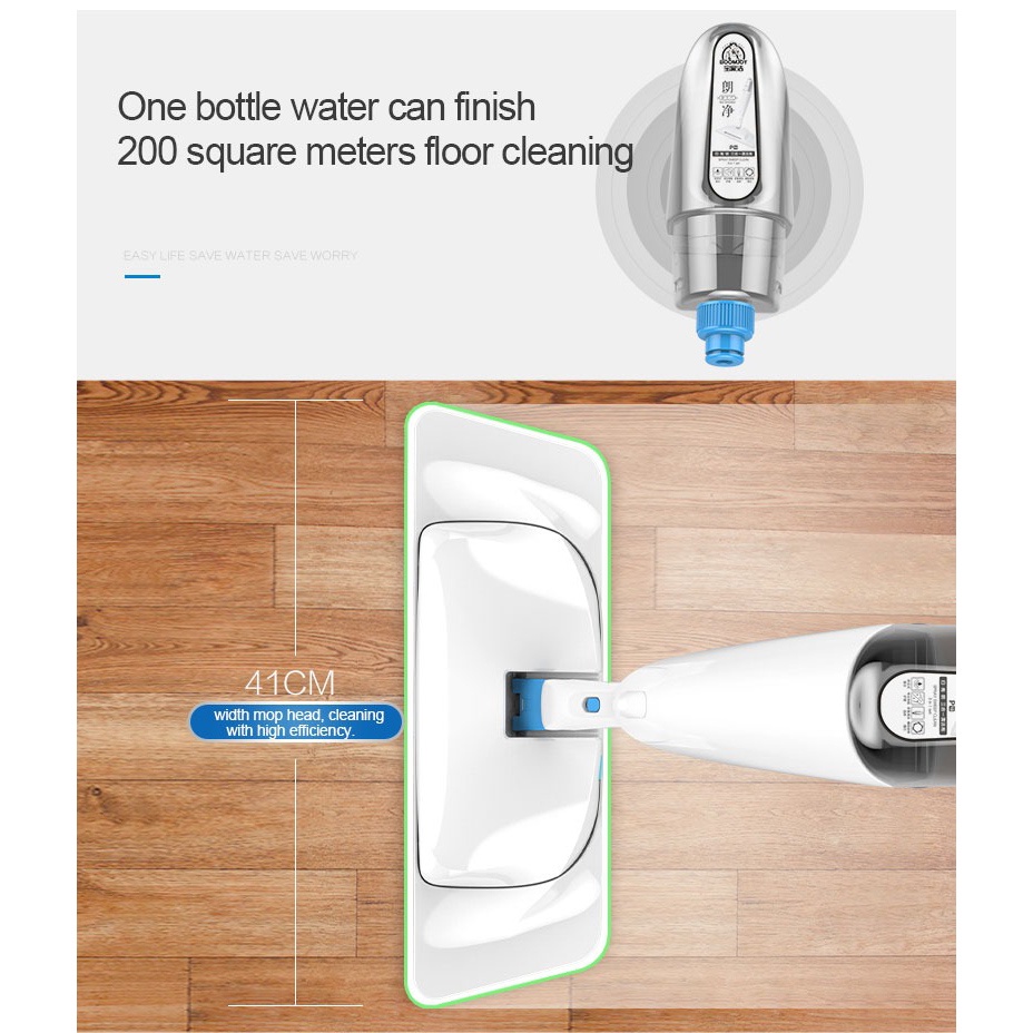 Alat Pembersih Lantai 3 in 1 Water Spray Sweeper Floor Flat Mop - FD-11P - White