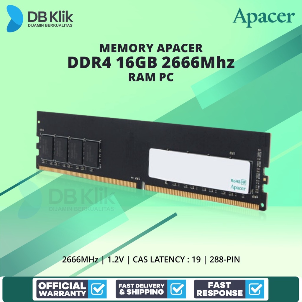 Memory RAM APACER DDR4 16GB 1x16GB 2666Mhz - RAM PC Apacer DDR4 16GB