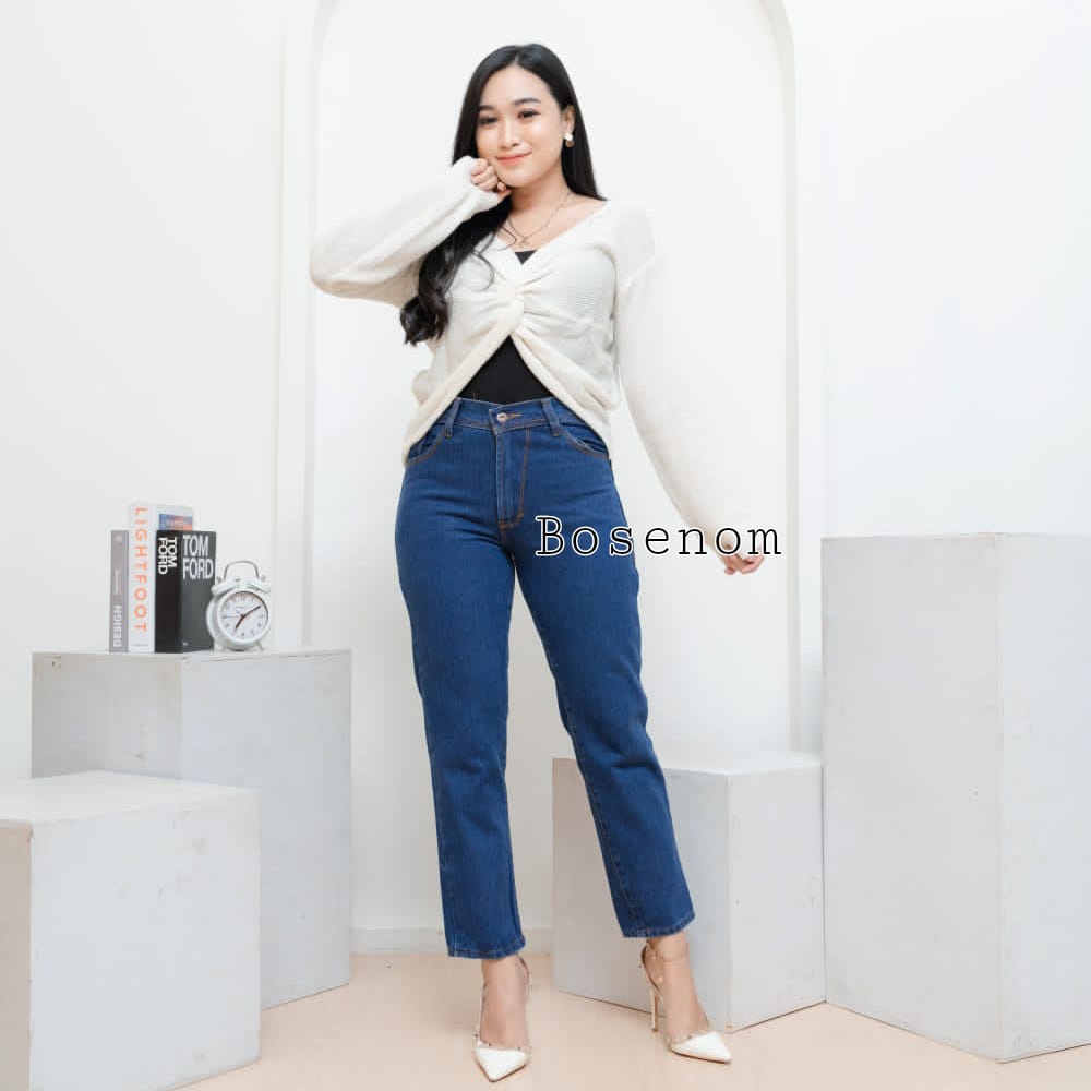 Highwaist Celana boyfriend wanita BF polos