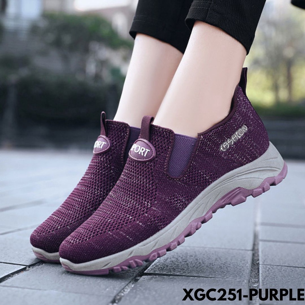 SEPATU SNEAKERS WANITA BERTALI POLOS PRAKTIS MUDAH CAKEP BAHAN MESH IMPORT GC251